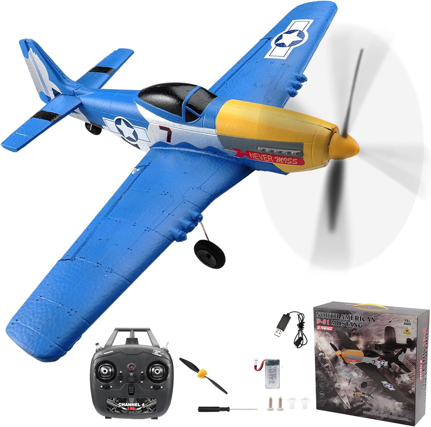 Model Kit Spitfire - P51 Mustang RC Vliegtuig 2.4G 4CH